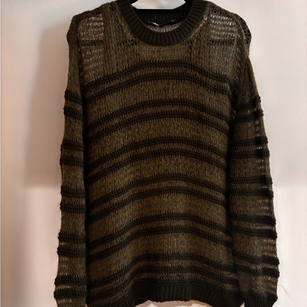 Zara Olive Green Striped Sweater